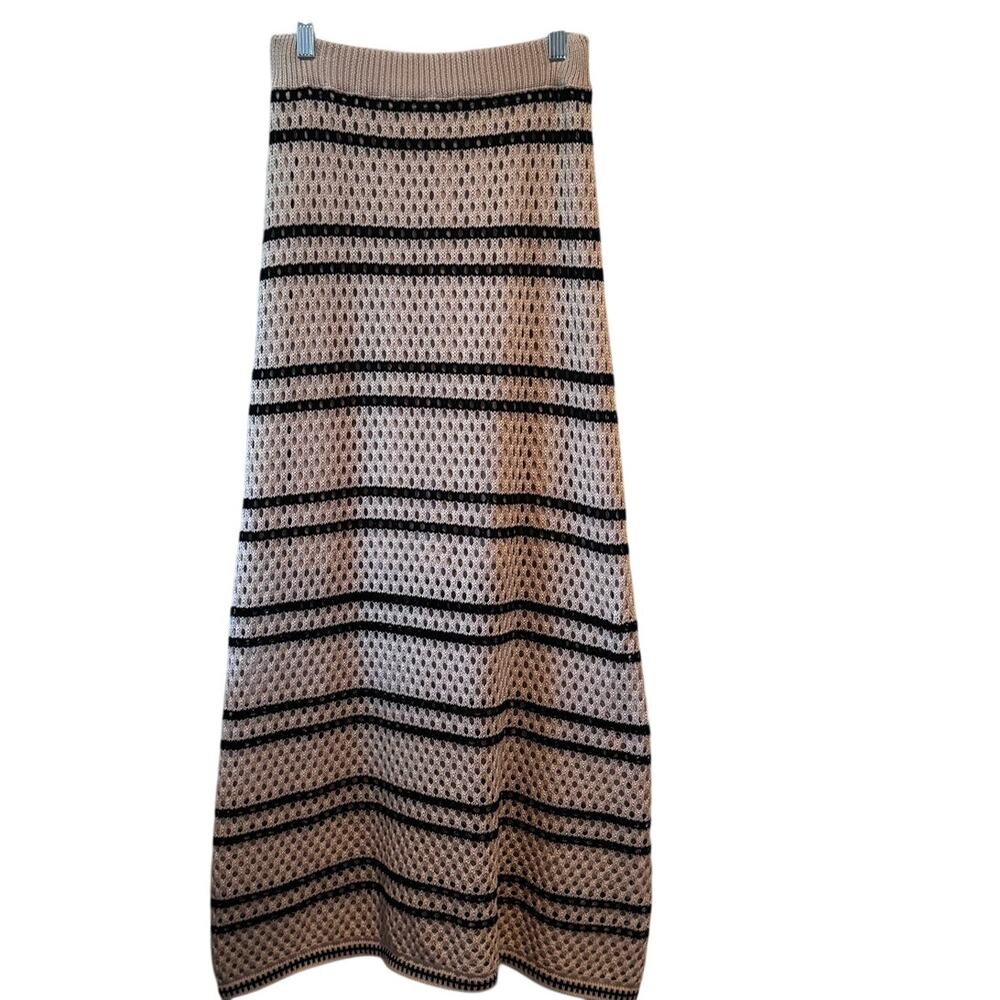 Solitaire Crochet Knit Striped Boho Chic Midi Maxi Skirt Women's Size Small